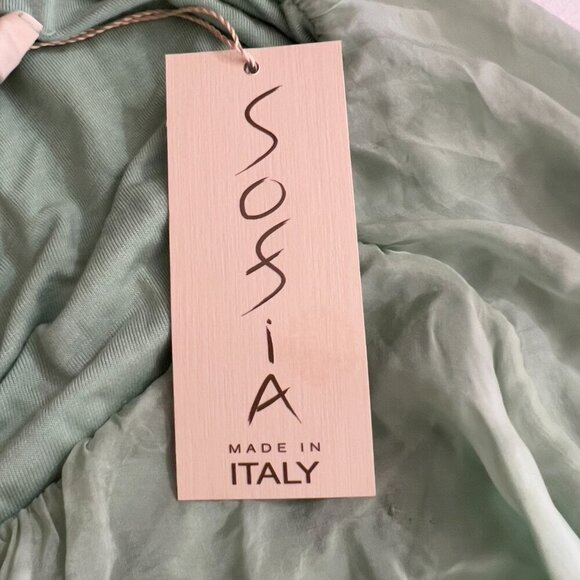 Sofia Made in Italy Green Sheer Batwing Dress Fitted Mini Skirt – One Size NWT - Picture 9 of 10
